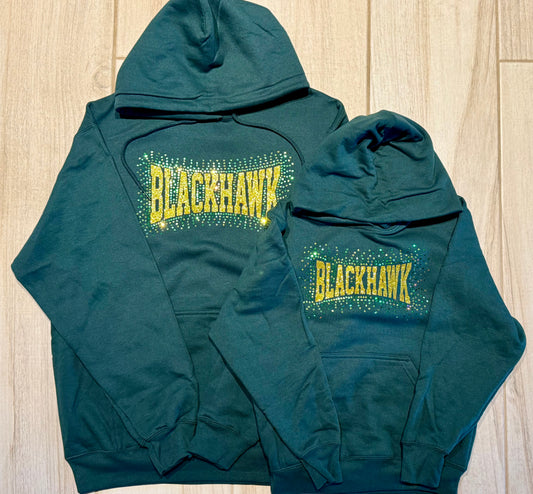 READY TO SHIP – Blackhawk School Pride Glitter + Spangle Hoodie