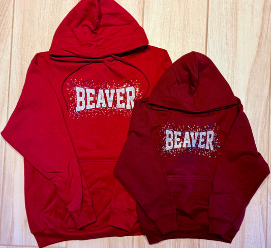 READY TO SHIP – Beaver School Pride Glitter + Spangle Hoodie