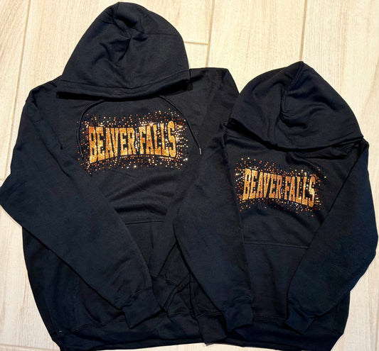 READY TO SHIP – Beaver Falls School Pride Glitter + Spangle Hoodie